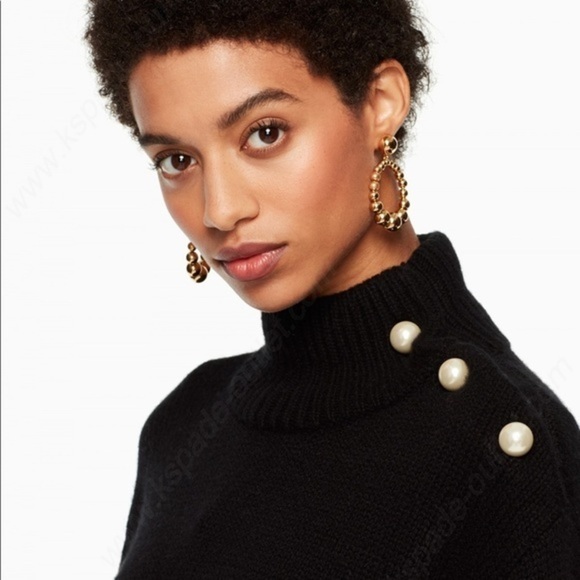 Broome Street Kate Spade Pearl Turtleneck Sweater With Lace Panel Hemline NWOT - Picture 2 of 10